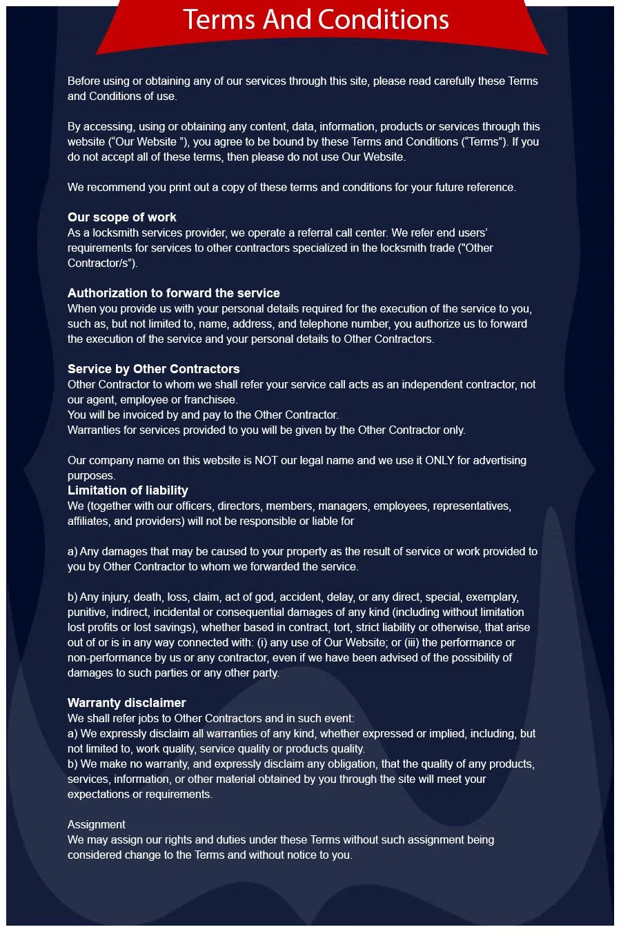 Locksmith Of Arlington  Arlington, TX 972-810-6766 - TermsAndConditions-3